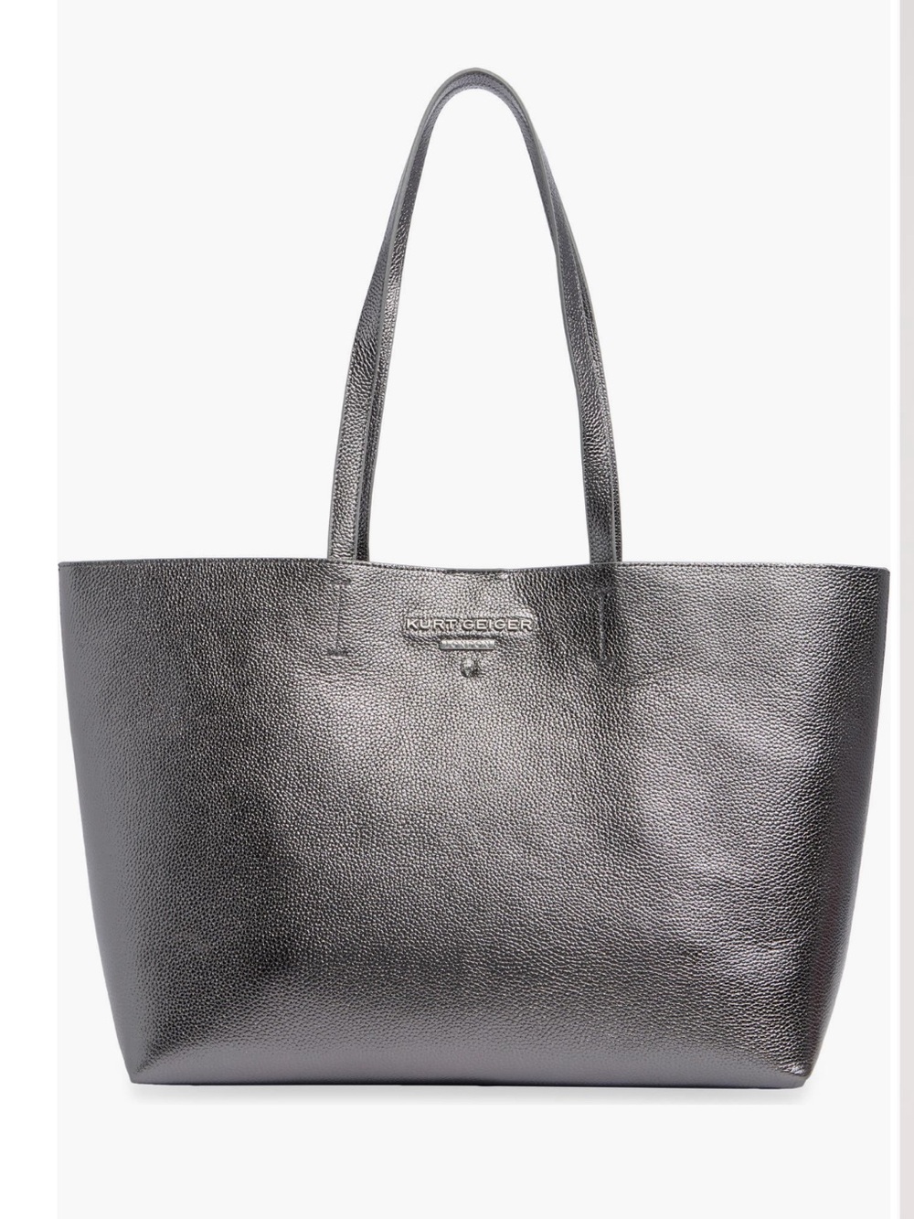 Kurt Geiger Metallic Pewter Leather Tote